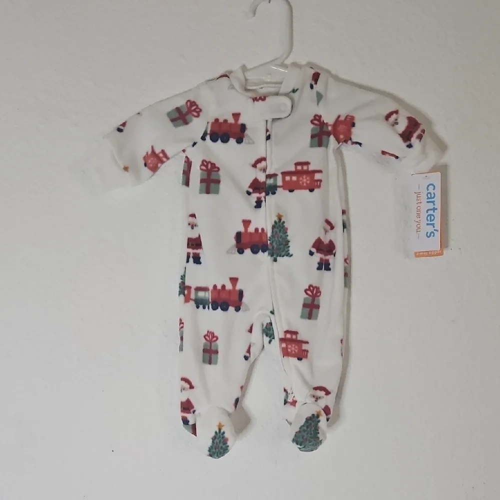 Carter's White and Red Holiday Footie
